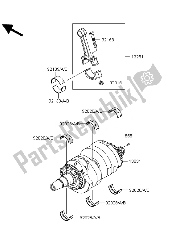 All parts for the Crankshaft of the Kawasaki Versys ABS 650 2011