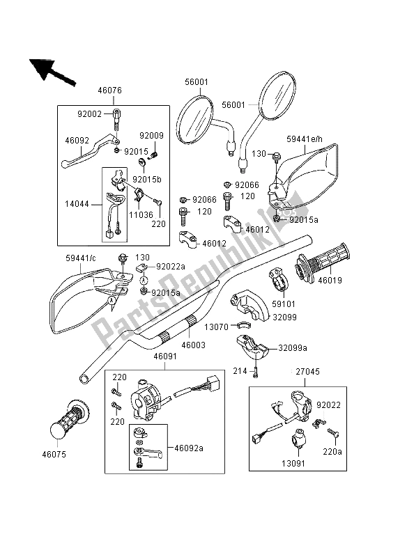 Todas las partes para Manillar de Kawasaki KLR 650 1995