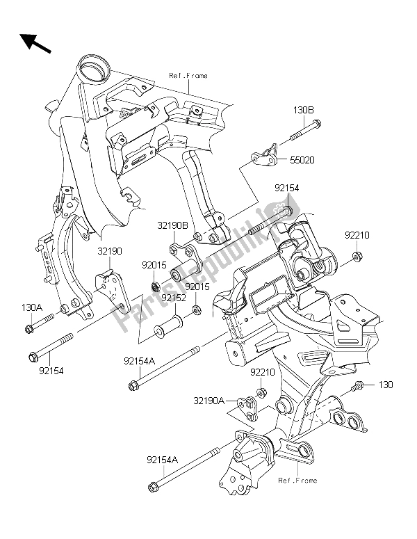 All parts for the Engine Mount of the Kawasaki ER 6N ABS 650 2015