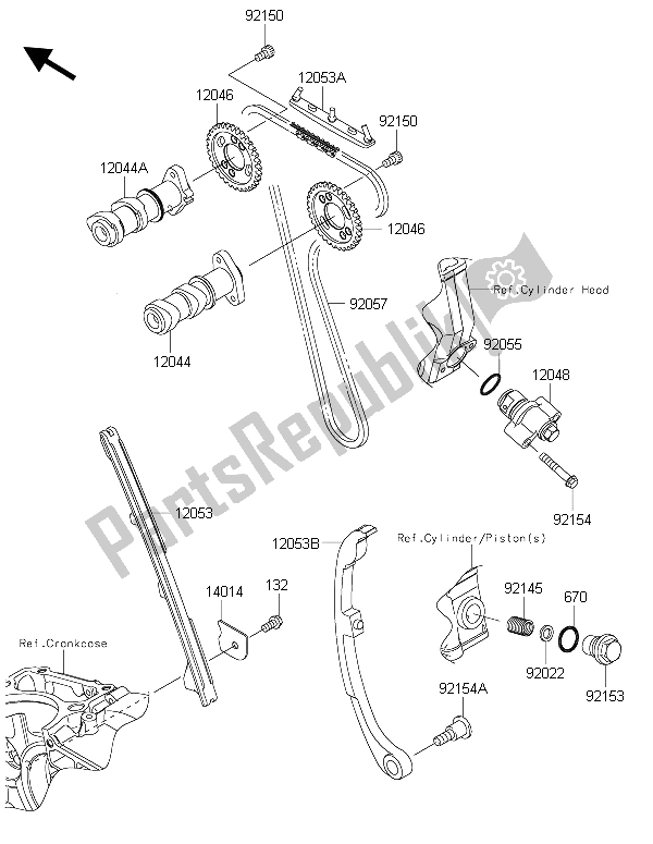 Tutte le parti per il Albero A Camme (s) E Tenditore del Kawasaki Ninja 250 SL ABS 2015