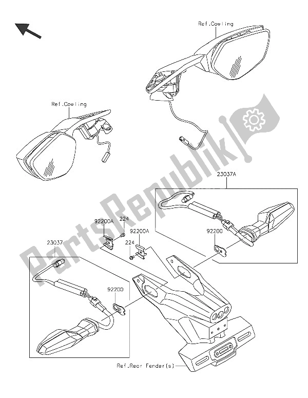 All parts for the Turn Signals of the Kawasaki Ninja H2 1000 2016