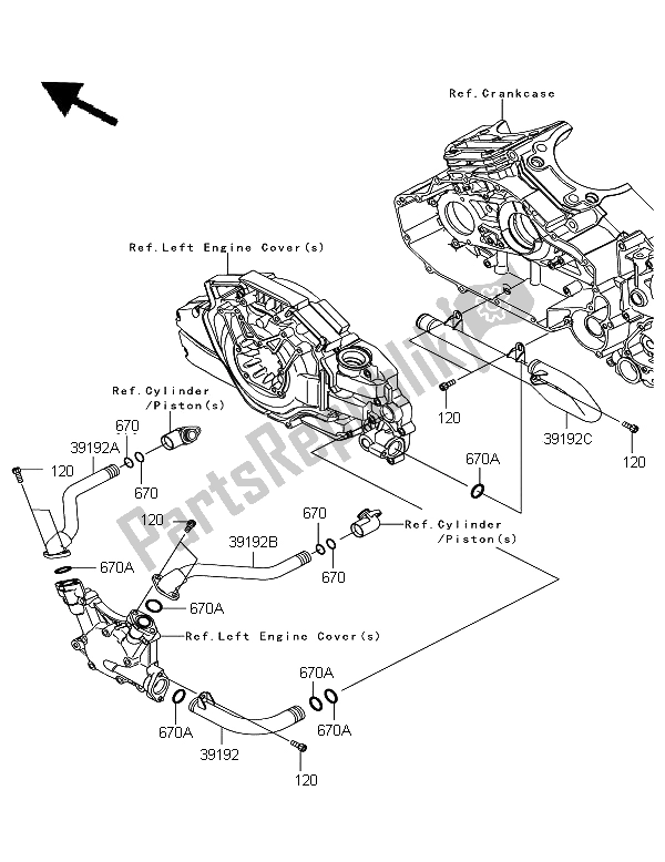 All parts for the Water Pipe of the Kawasaki VN 1700 Voyager Custom ABS 2012