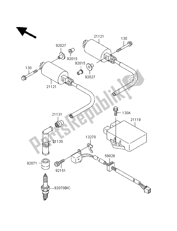 Todas as partes de Sistema De Ignição do Kawasaki EN 500 1997