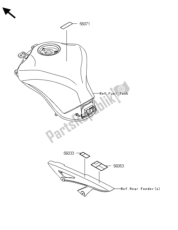 Tutte le parti per il Etichette del Kawasaki Z 1000 2013