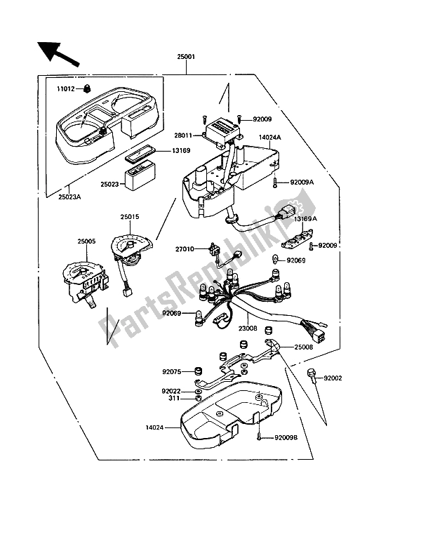 Alle onderdelen voor de Meter (s) van de Kawasaki GT 550 1989