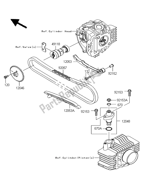 Alle onderdelen voor de Nokkenas En Spanner van de Kawasaki KLX 110 2009