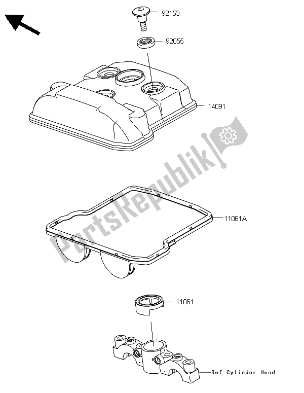 Todas as partes de Tampa Da Cabeça Do Cilindro do Kawasaki KX 450F 2012