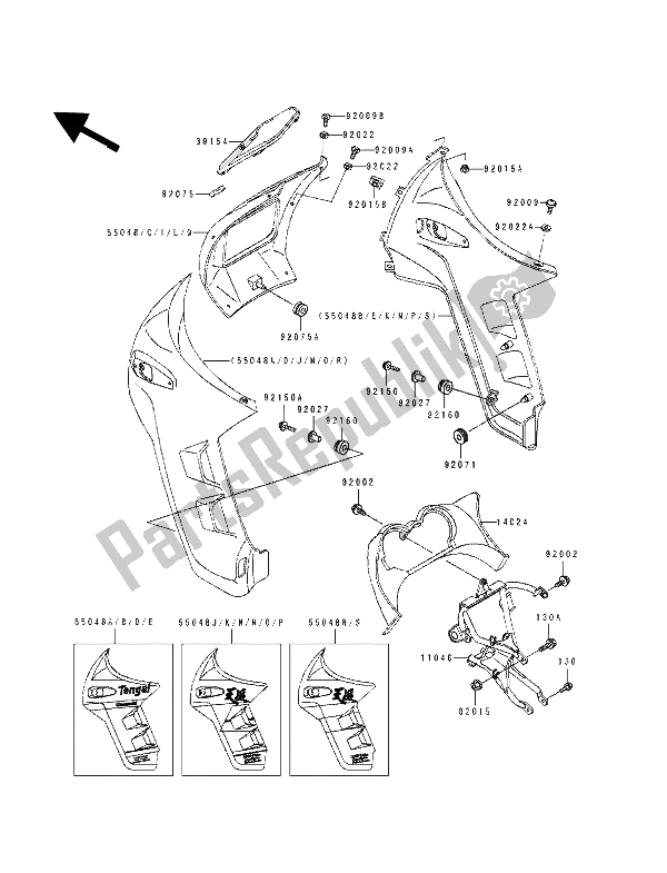 Toutes les pièces pour le Capot du Kawasaki Tengai 650 1990