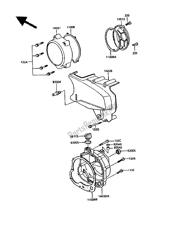 Tutte le parti per il Coperchio (i) Del Motore del Kawasaki GPZ 550 1987