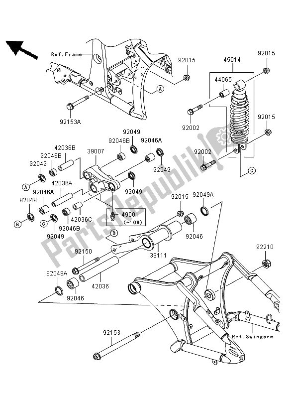 All parts for the Suspension & Shock Absorber of the Kawasaki VN 900 Classic 2006