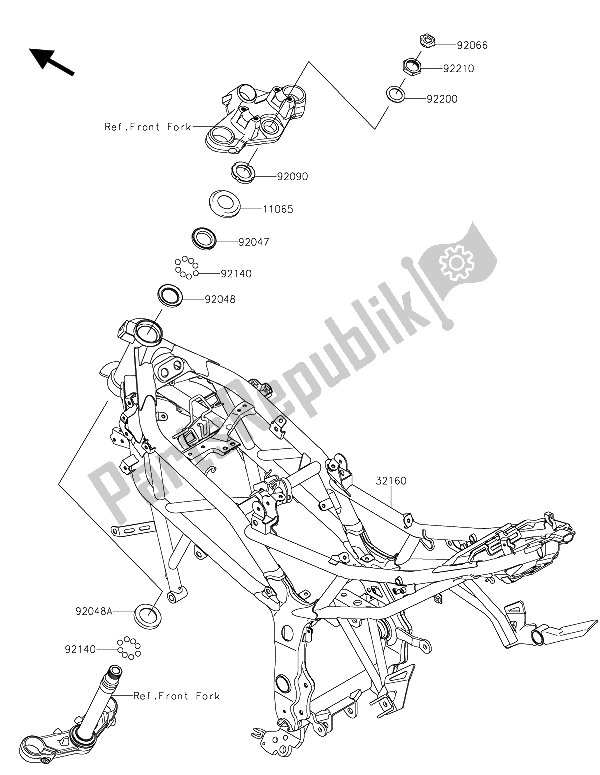 Toutes les pièces pour le Cadre du Kawasaki Z 250 SL ABS 2015