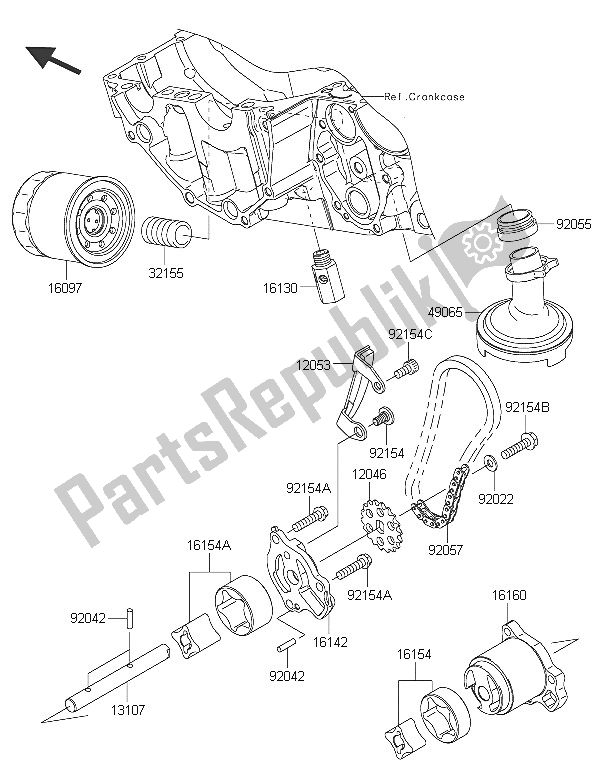 All parts for the Oil Pump of the Kawasaki ER 6N ABS 650 2016