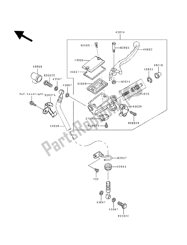 All parts for the Front Master Cylinder of the Kawasaki EL 250E 1994