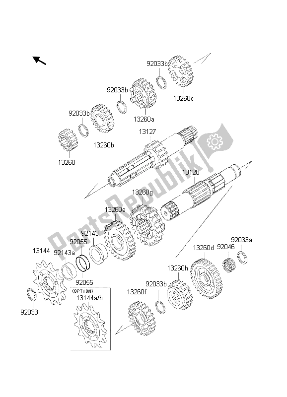 All parts for the Transmission of the Kawasaki KX 250 2002