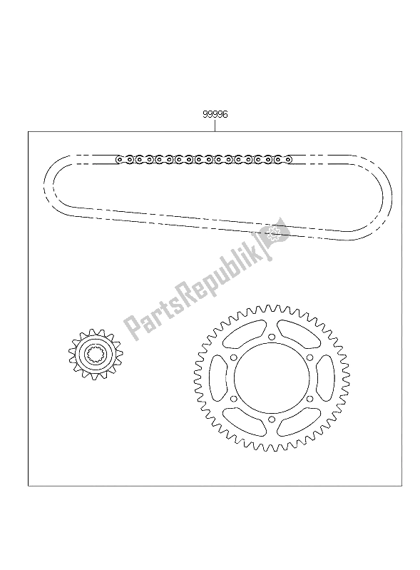 All parts for the Chain Kit of the Kawasaki ZZR 600 2004