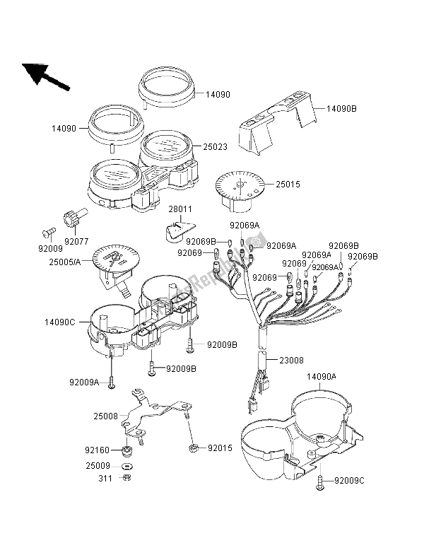 All parts for the Meter of the Kawasaki ZRX 1100 1997