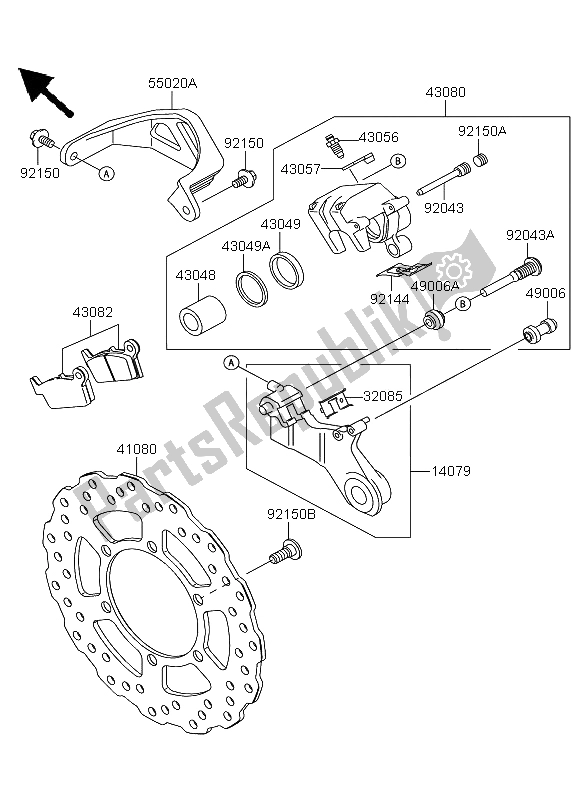 All parts for the Rear Brake of the Kawasaki KLX 250 2012