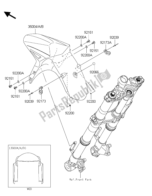 Toutes les pièces pour le Garde-boue Avant du Kawasaki Versys 1000 2015