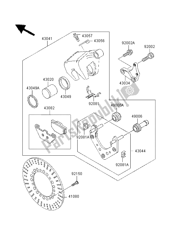 All parts for the Rear Brake of the Kawasaki VN 1500 Classic 1997