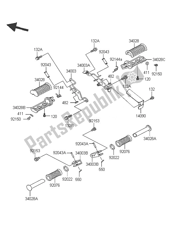 Todas as partes de Apoios Para Os Pés do Kawasaki Eliminator 125 2005