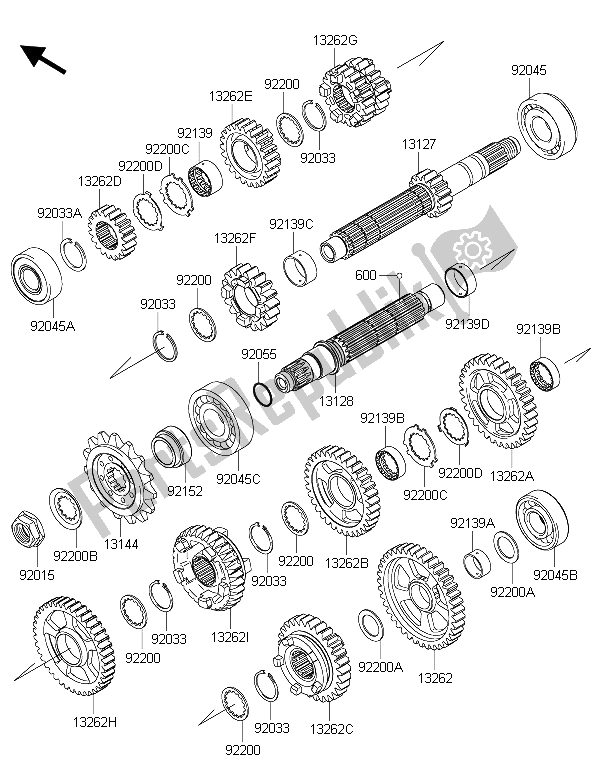 All parts for the Transmission of the Kawasaki Ninja ZX 10R 1000 2015