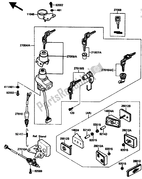 All parts for the Ignition Switch of the Kawasaki ZX 10 1000 1988