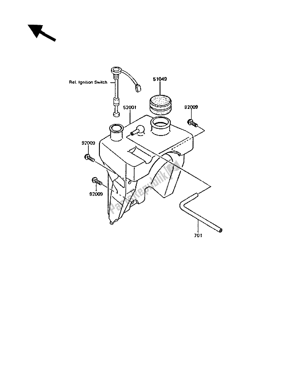 Tutte le parti per il Serbatoio Dell'olio del Kawasaki KMX 200 1989