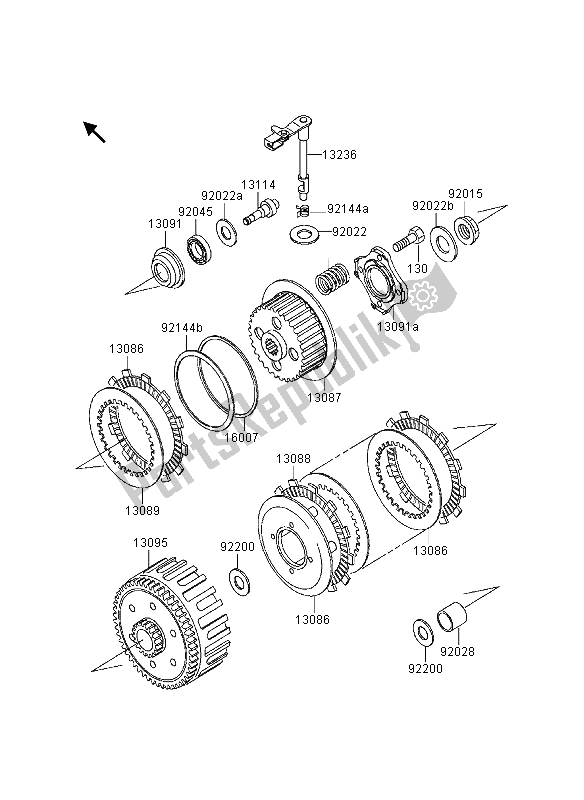Alle onderdelen voor de Koppeling van de Kawasaki KDX 200 1997