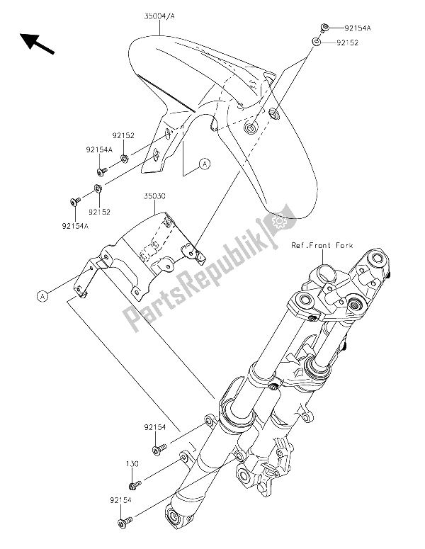 Todas las partes para Guardabarros Delantero de Kawasaki Z 300 ABS 2015