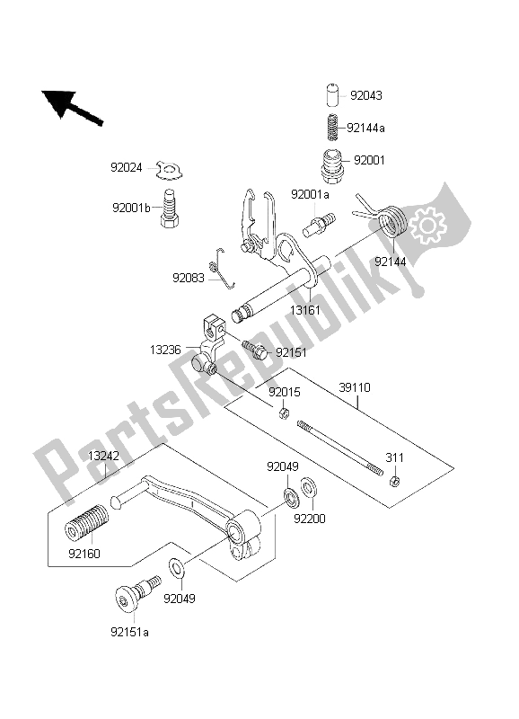 Alle onderdelen voor de Schakelmechanisme van de Kawasaki ZR 7 750 2001