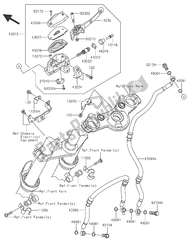 Wszystkie części do Przedni Cylinder G?ówny Kawasaki ER 6F 650 2016