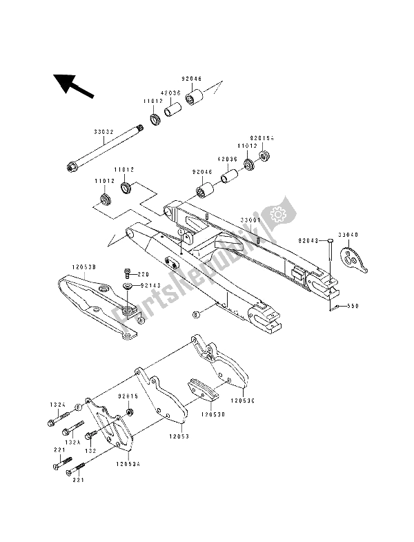 Todas las partes para Brazo Oscilante de Kawasaki KDX 200 1990