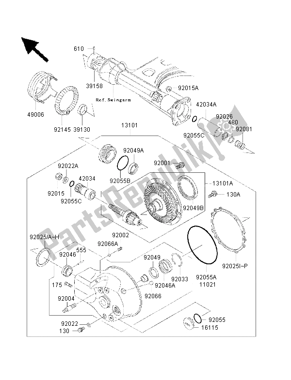 All parts for the Drive Shaft & Final Gear of the Kawasaki VN 1500 Drifter 2002