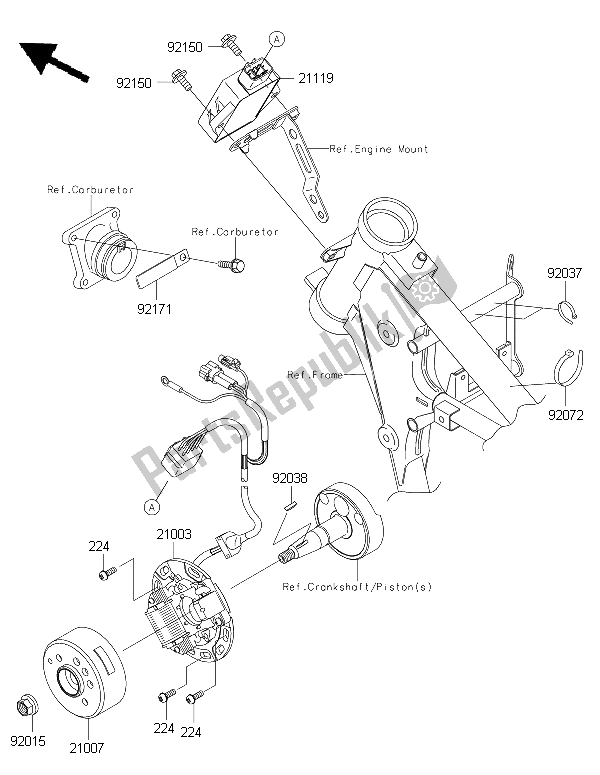 Todas las partes para Generador de Kawasaki KX 65 2015