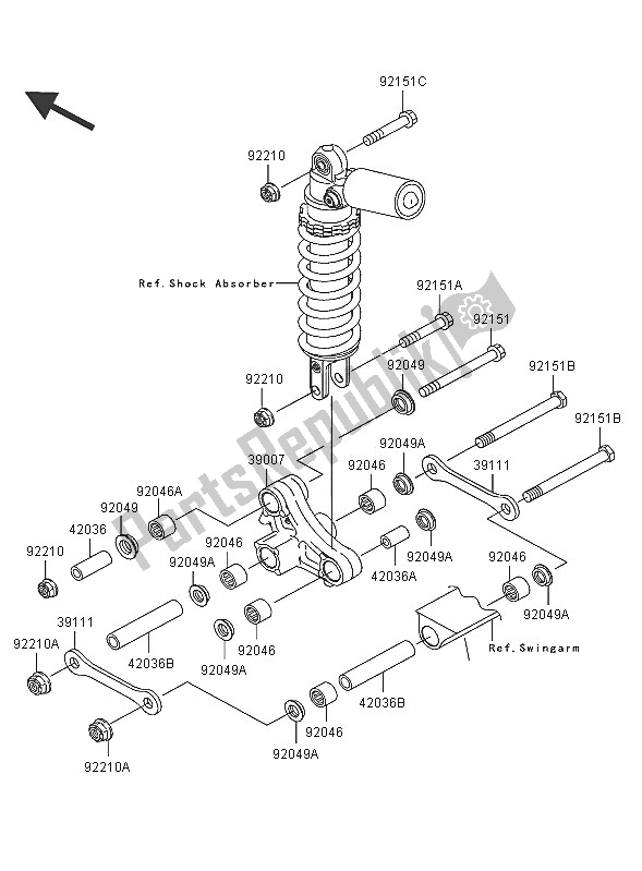 All parts for the Suspension of the Kawasaki Ninja ZX 12R 1200 2005