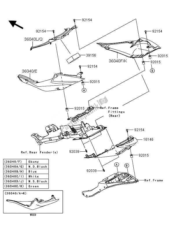 Tutte le parti per il Coperture Laterali del Kawasaki Ninja ZX 6R 600 2011