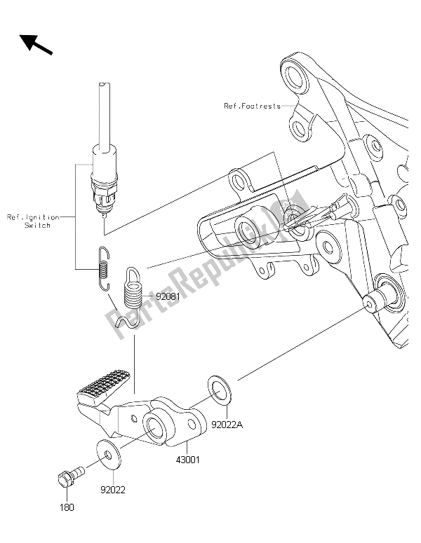 Toutes les pièces pour le Pédale De Frein du Kawasaki ER 6N ABS 650 2015