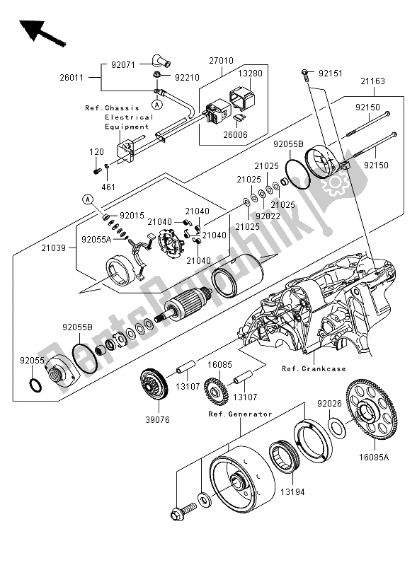 All parts for the Starter Motor ( Er650ae046804) of the Kawasaki ER 6F 650 2006