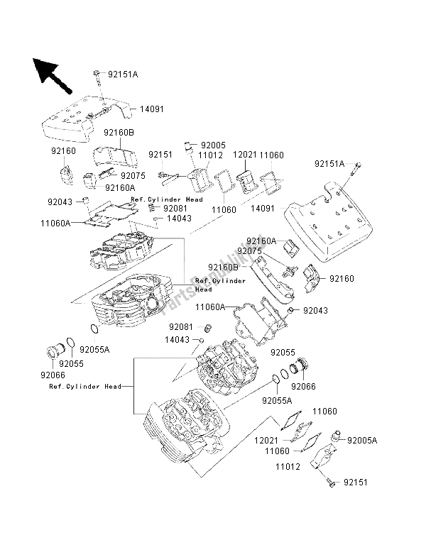 Toutes les pièces pour le Le Couvre-culasse du Kawasaki VN 1500 Classic FI 2001