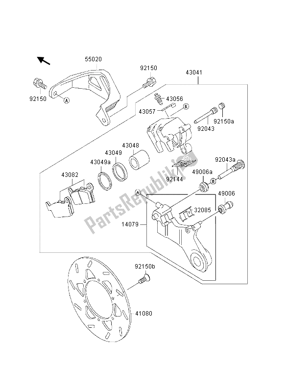 Alle onderdelen voor de Achterrem van de Kawasaki KLX 300R 1997