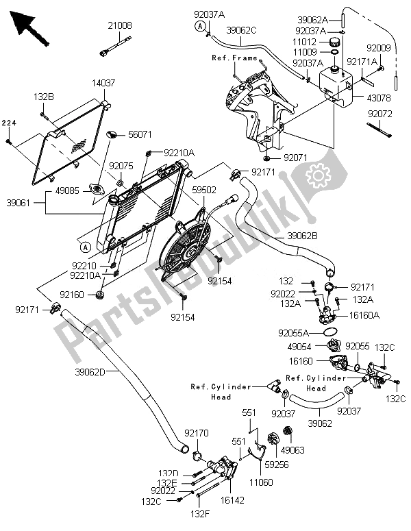 Alle onderdelen voor de Radiator van de Kawasaki Brute Force 750 4X4I Epshef 2014