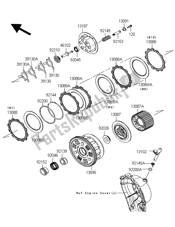 All parts for the Clutch of the Kawasaki Ninja ZX 10R ABS 1000 2012