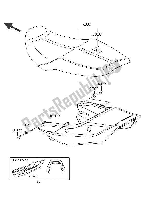 All parts for the Seat of the Kawasaki ZRX 1200R 2005