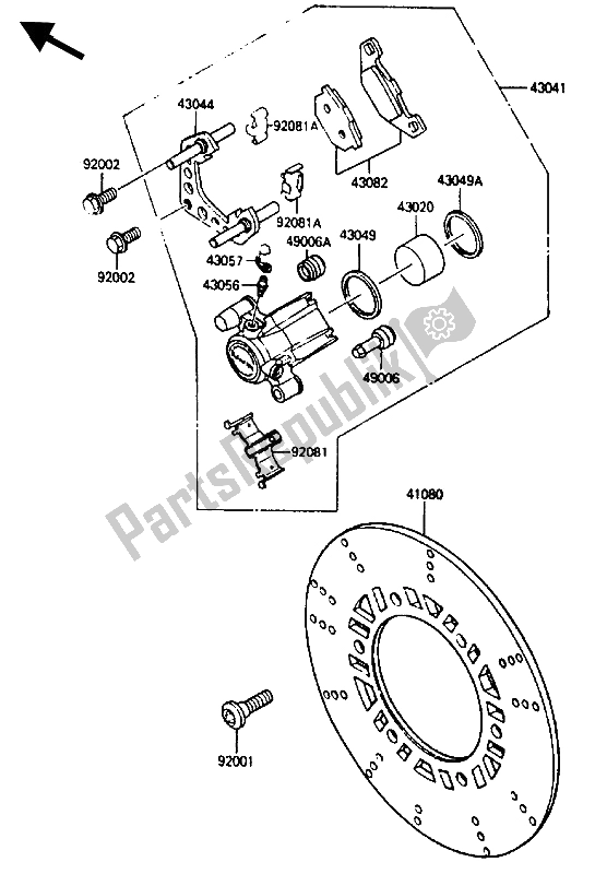 Todas as partes de Compasso De Calibre Frontal do Kawasaki ZL 600 1986