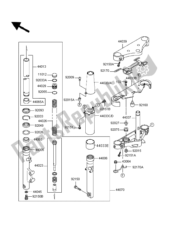 Todas as partes de Garfo Dianteiro do Kawasaki VN 800 Classic 1997