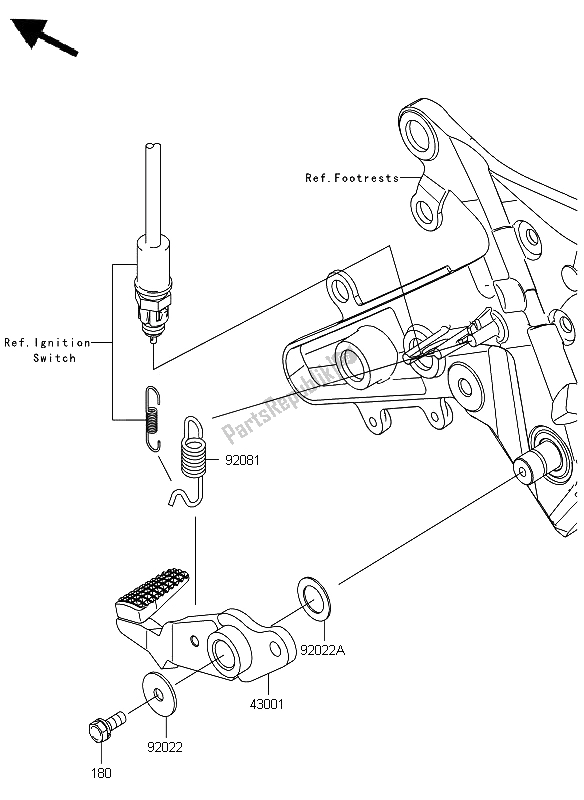 All parts for the Brake Pedal of the Kawasaki ER 6F 650 2012