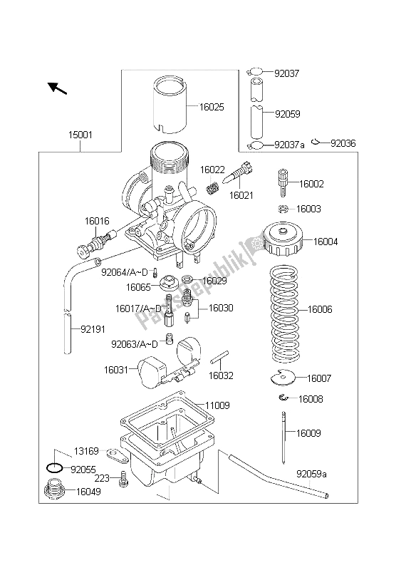 Alle onderdelen voor de Carburator van de Kawasaki KX 60 2000