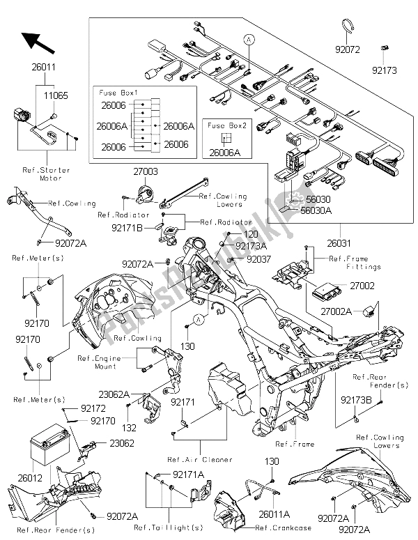 All parts for the Chassis Electrical Equipment of the Kawasaki Ninja 300 2015