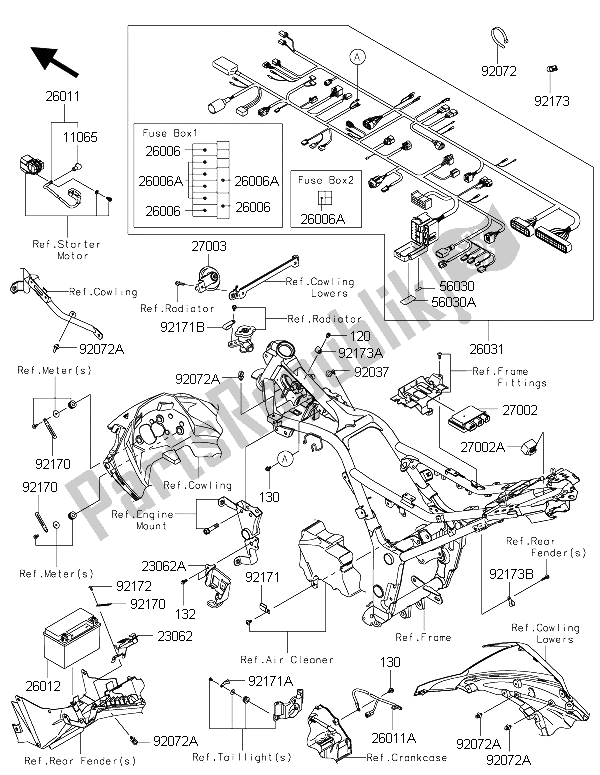 All parts for the Chassis Electrical Equipment of the Kawasaki Ninja 300 2015