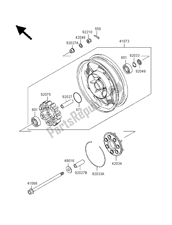 All parts for the Rear Hub of the Kawasaki VN 1500 Classic Tourer 1998